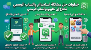 حل مشكلة "تحتاج إلى تطبيق واتساب الرسمي" (دليل شامل 2026) 3 خطوات حل مشكلة إستخدام واتساب الرسمي