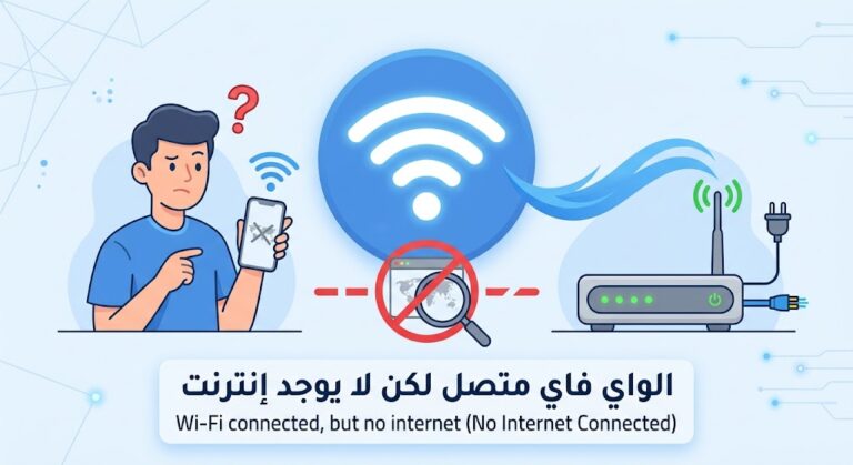حل مشكلة “الواي فاي متصل لكن لا يوجد إنترنت” (no internet Connected)